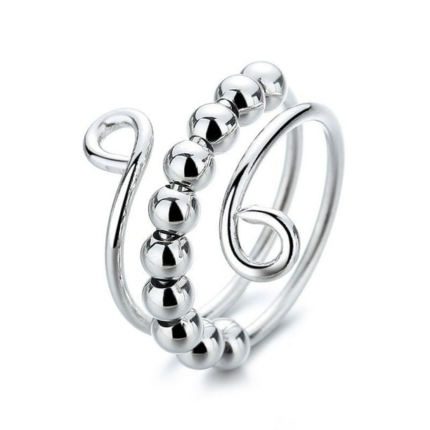 1pc Adjustable Anxiety Ring with Beads - Relieve Stress and Promote Focus with Artificial Jewelry