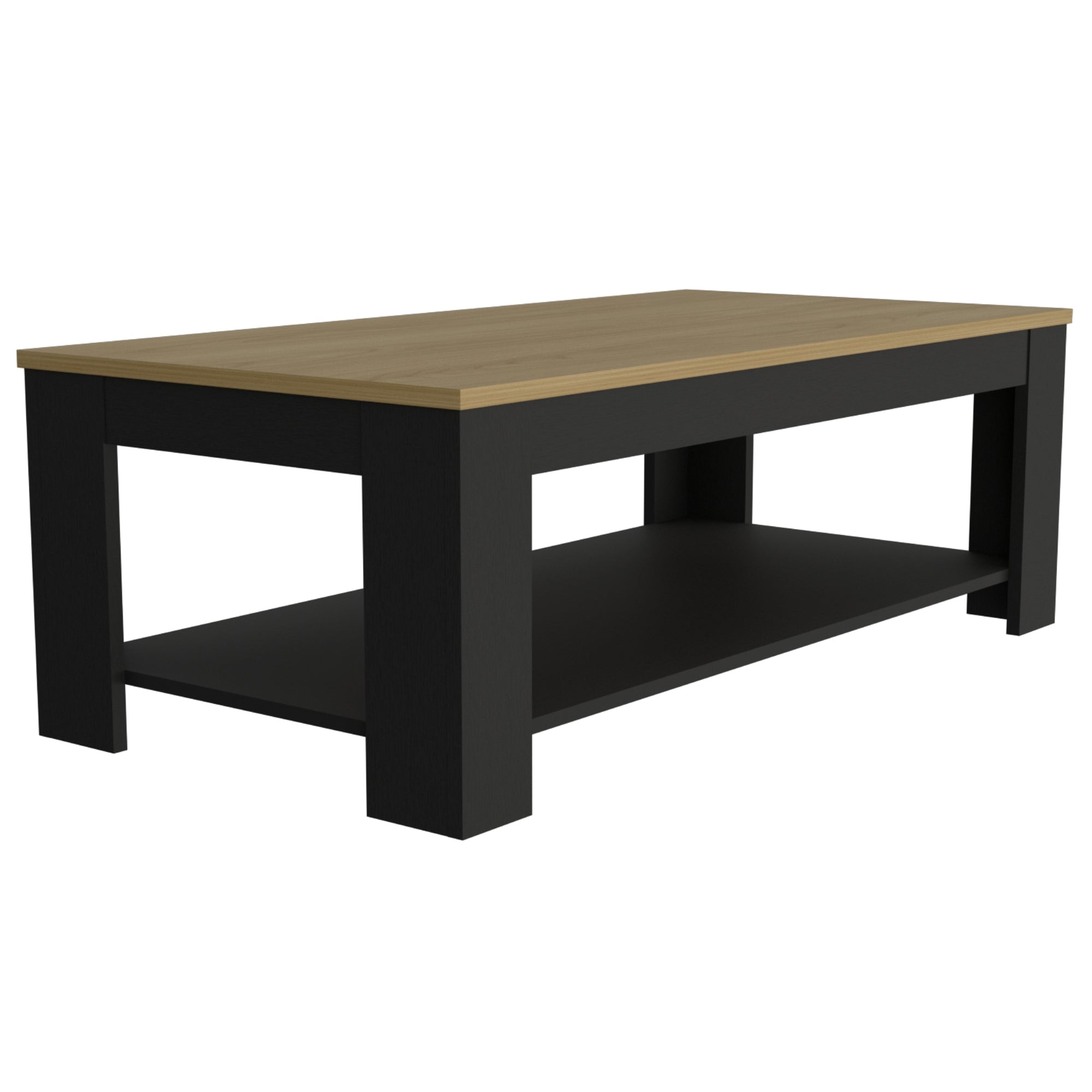 Fmfurniture - Mesa De Centro 120x60x41,5 Cm Cafe Claro Y Negro