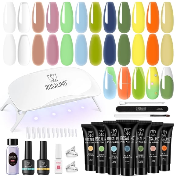 Kit de gel de uñas de polietileno ROSALIND de 12 colores con mini lámpara de uñas de 10 ml