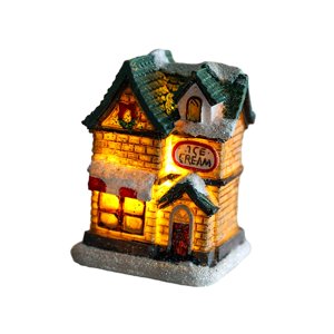 Bothyi - Navidad Nieve Iluminar Casa Resina Miniatura Iluminada Para Oficina Escritorio Estilo B