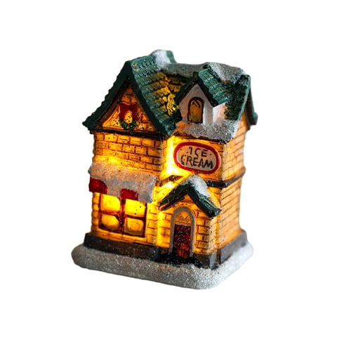 Bothyi - Navidad Nieve Iluminar Casa Resina Miniatura Iluminada Para Oficina Escritorio Estilo B