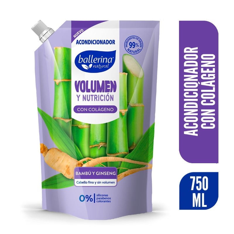 Acondicionador Con Colágeno Bambú Y Ginseng 750 ml Ballerina