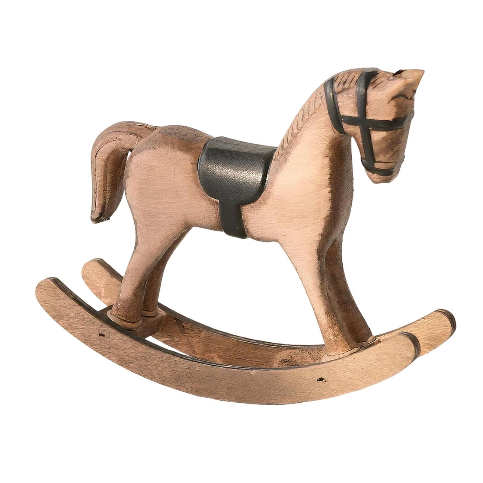 Magideal - Figura Decorativa Caballo Balancín Ornamento De Madera Retro Vintage Escultura Animal Indicado Para Escritorio Sala Oficina Dormitorio Decoración De Hogar Y Regalo Marrón Claro Negro