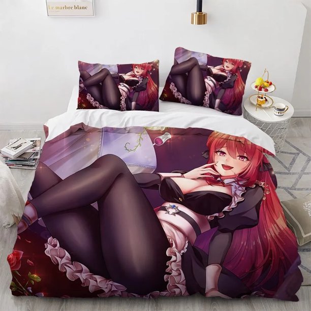 Kawaii Anime sexy Girl Bedding Set,Duvet Cover Comforter Bed Set Quilt Cover Pillowcase, Boys Girls Adults Bed Sheets