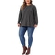 thumbnail image 2 of Agnes Orinda Blusa Túnica con Costura Diagonal para Mujer de Talla Grande Cuello Redondo Manga Larga Camiseta Suave Ligera Casual 3X Gris Negro, 2 of 6