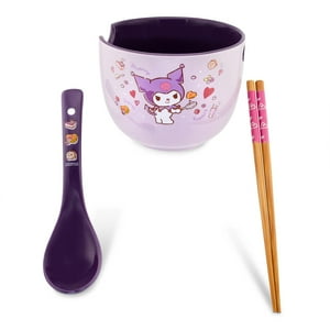 Silver Buffalo - Set De Cuencos Para Ramen Sanrio Kuromi, 600 Ml, Con Palillos Y Cuchara