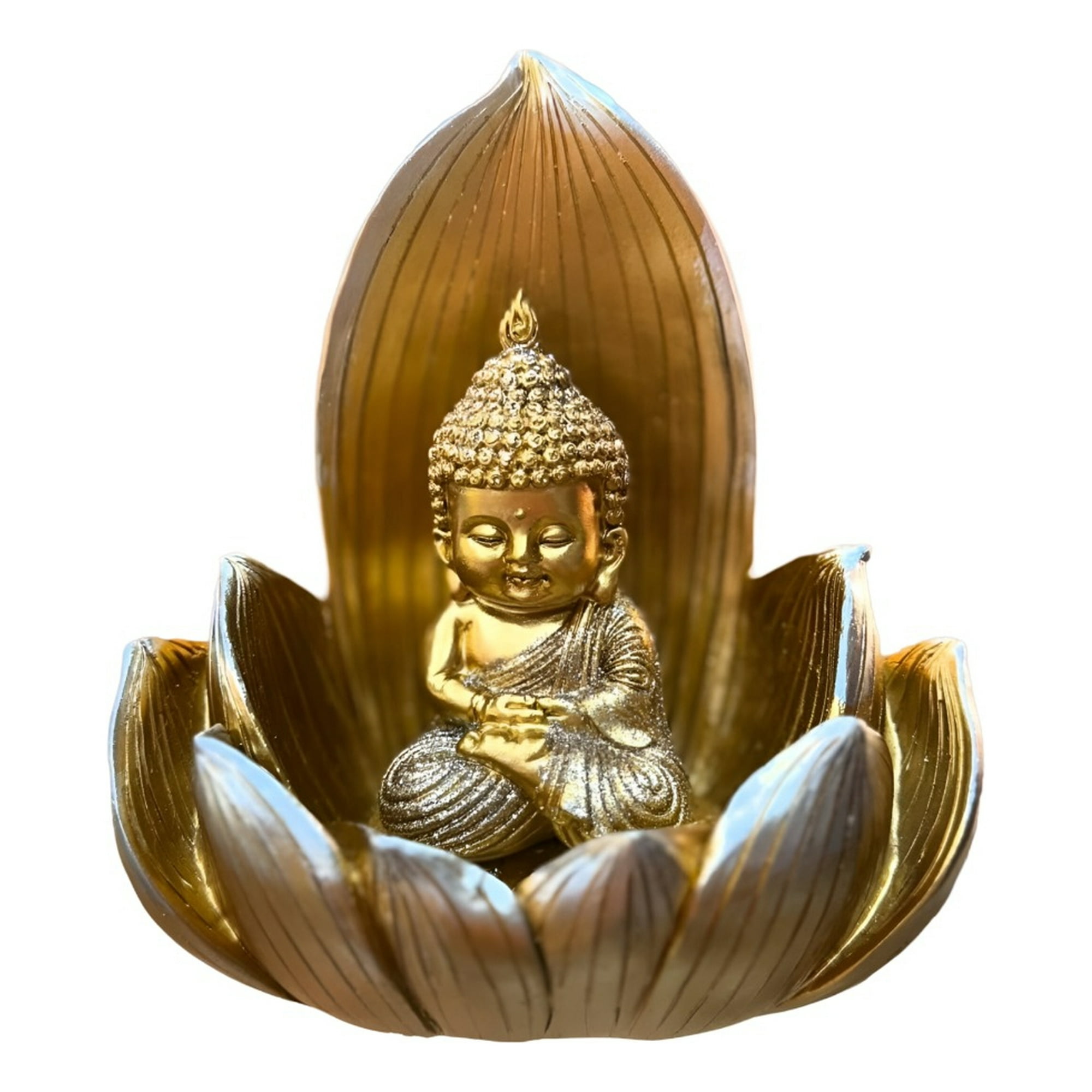 Genérico - Figura Decorativa Buda Flor Loto Estatua Dorada Jhn