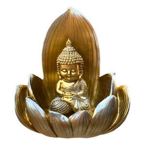 Genérico - Figura Decorativa Buda Flor Loto Estatua Dorada Jhn
