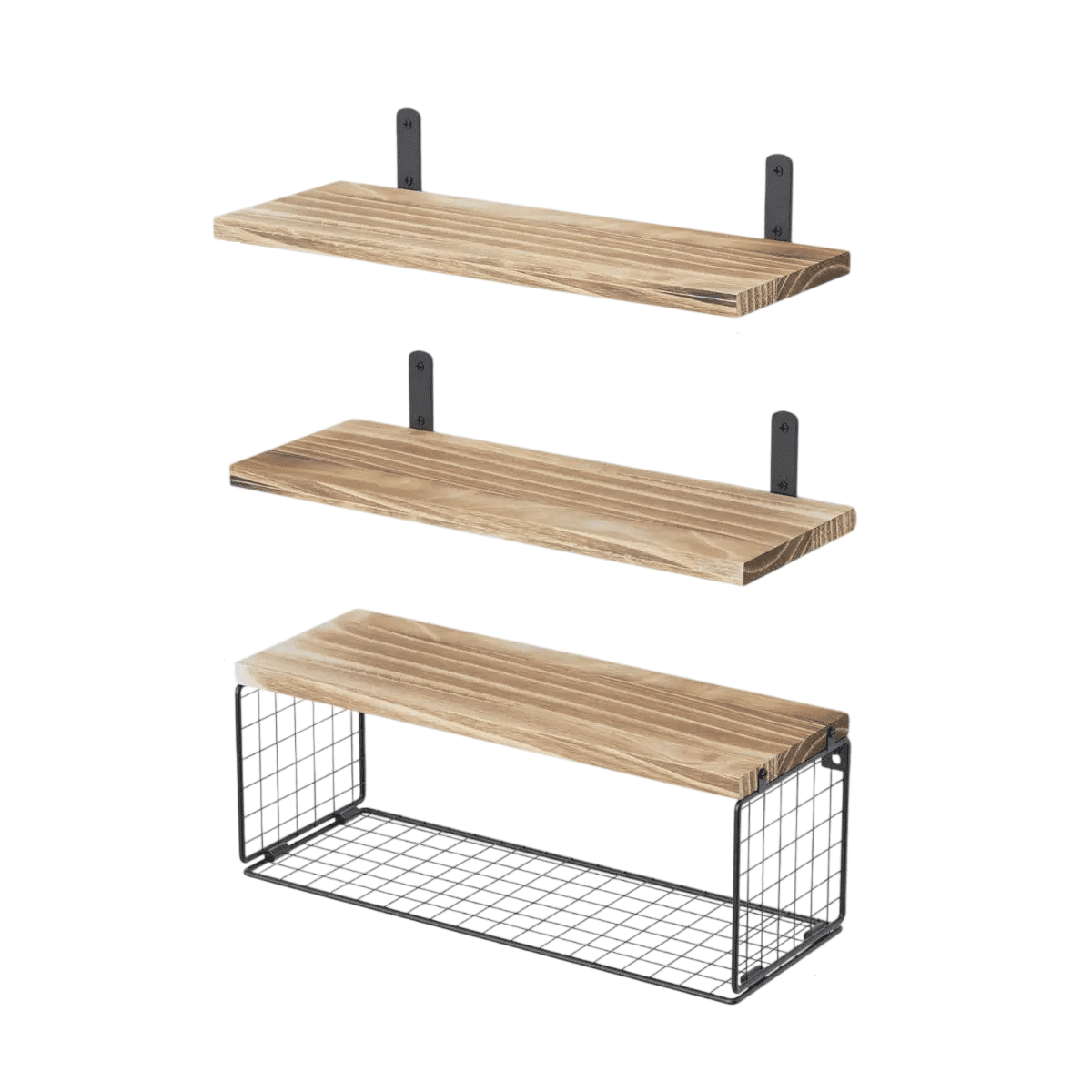 Kit 4 Capas Repisas Flotantes Belug De Madera Modernas Marron Claro