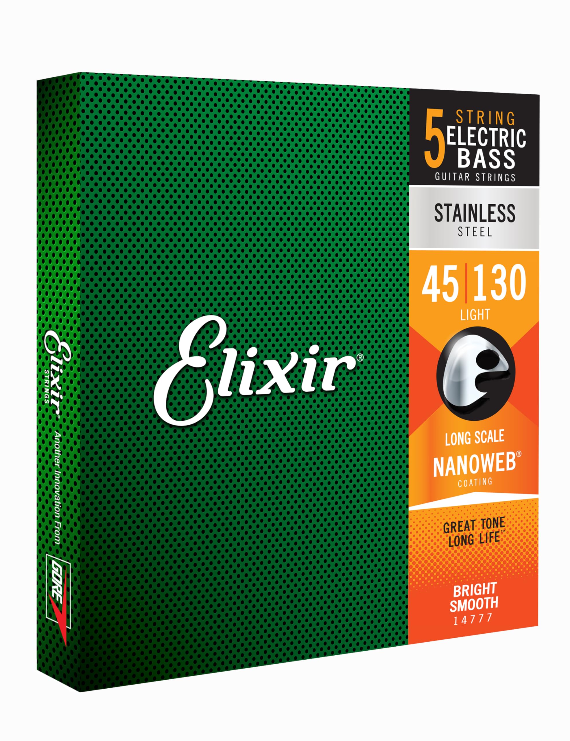 Cuerdas Para Bajo Elixir De Acero Inoxidable De 5 Cuerdas Con Luz Nanoweb