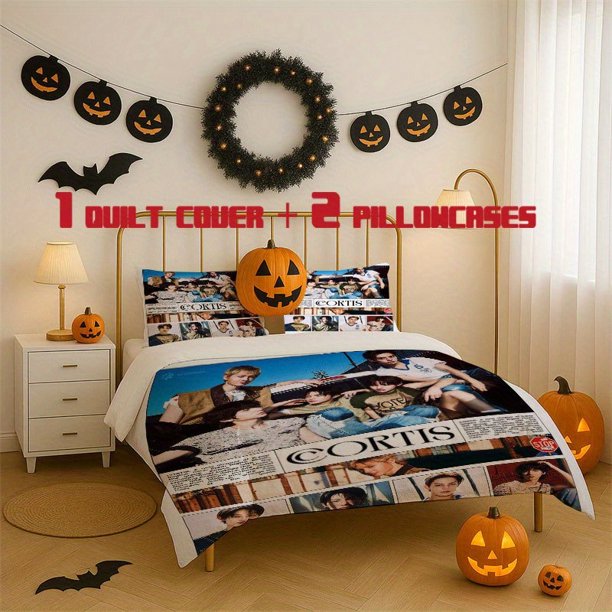 3pcs Cortis Poster Bedding Set Soft Duvet Cover with 2 Pillowcases All Season Comfort