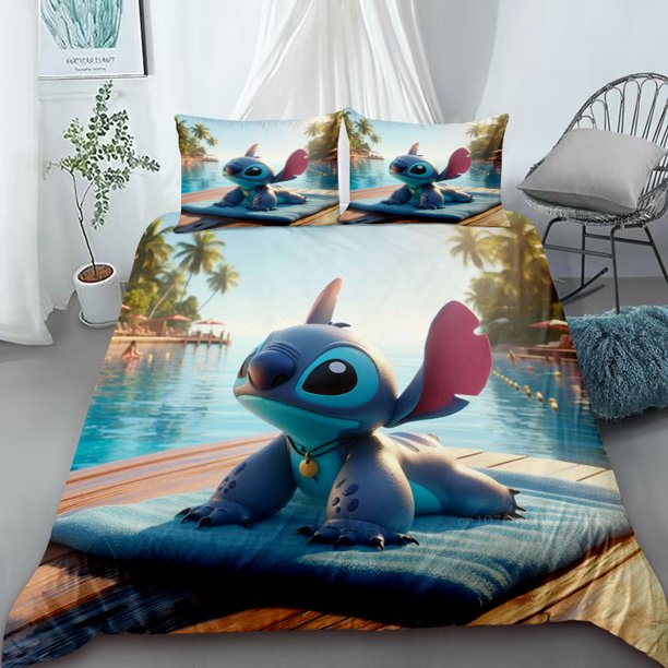 Stitch Duvet Cover Bedding Set,Soft and Comfortable Quilt Cover with Zipper, Large King Size Home Bedroom Decor Holiday GiftBed Sheets