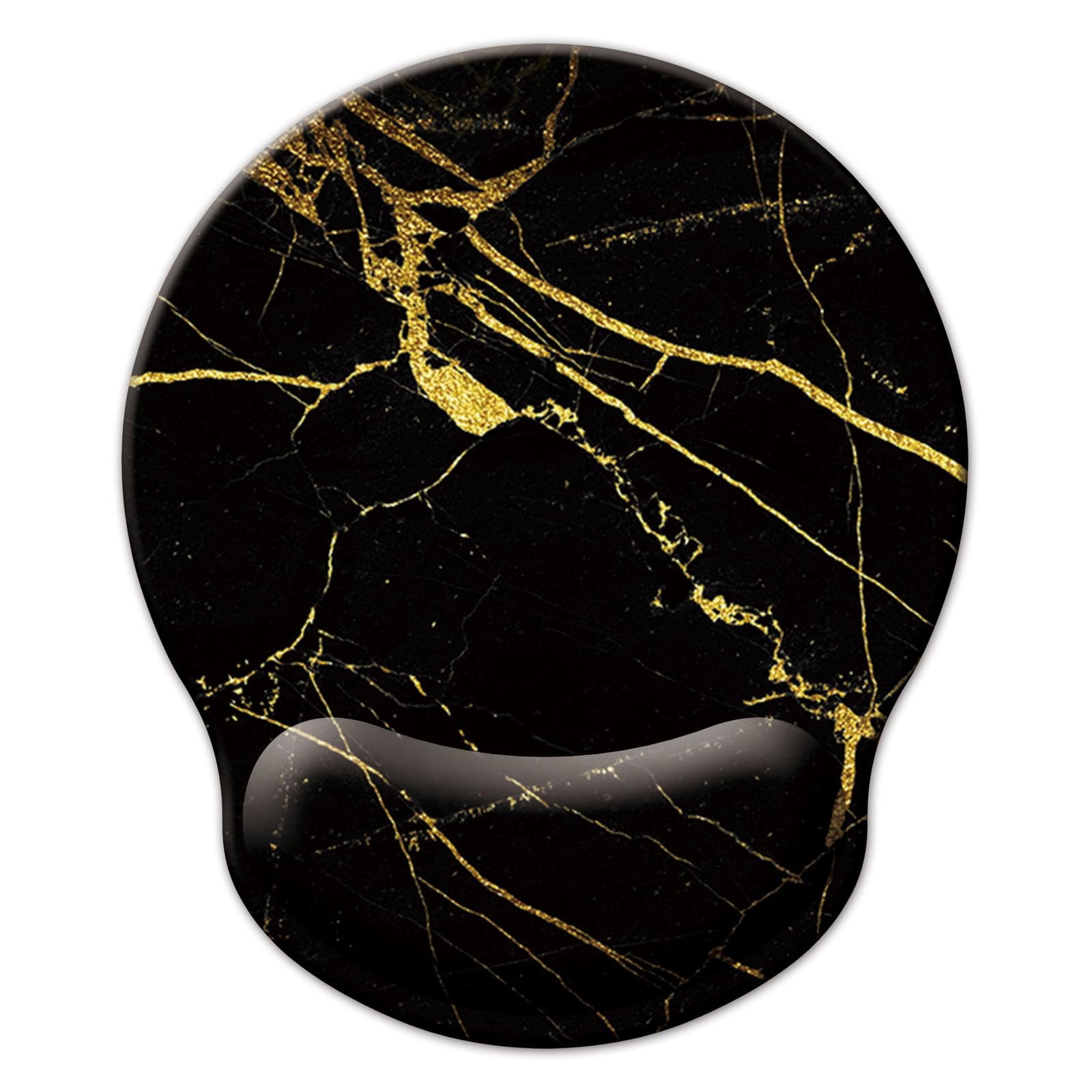 Alfombrilla De Ratón Con Soporte Para La Muñeca Lizpare, Ergonómica, De Mármol Negro