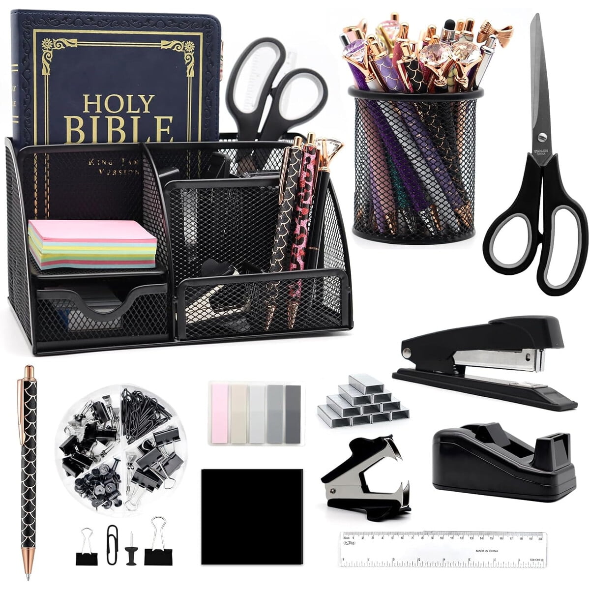 Organizador De Escritorio Shellvcase 12 En 1 Negro Metalico