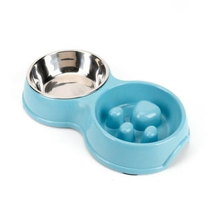 Genérico - Plato Comida Agua Mascotas Anti-Ansiedad Perro Gato Azul