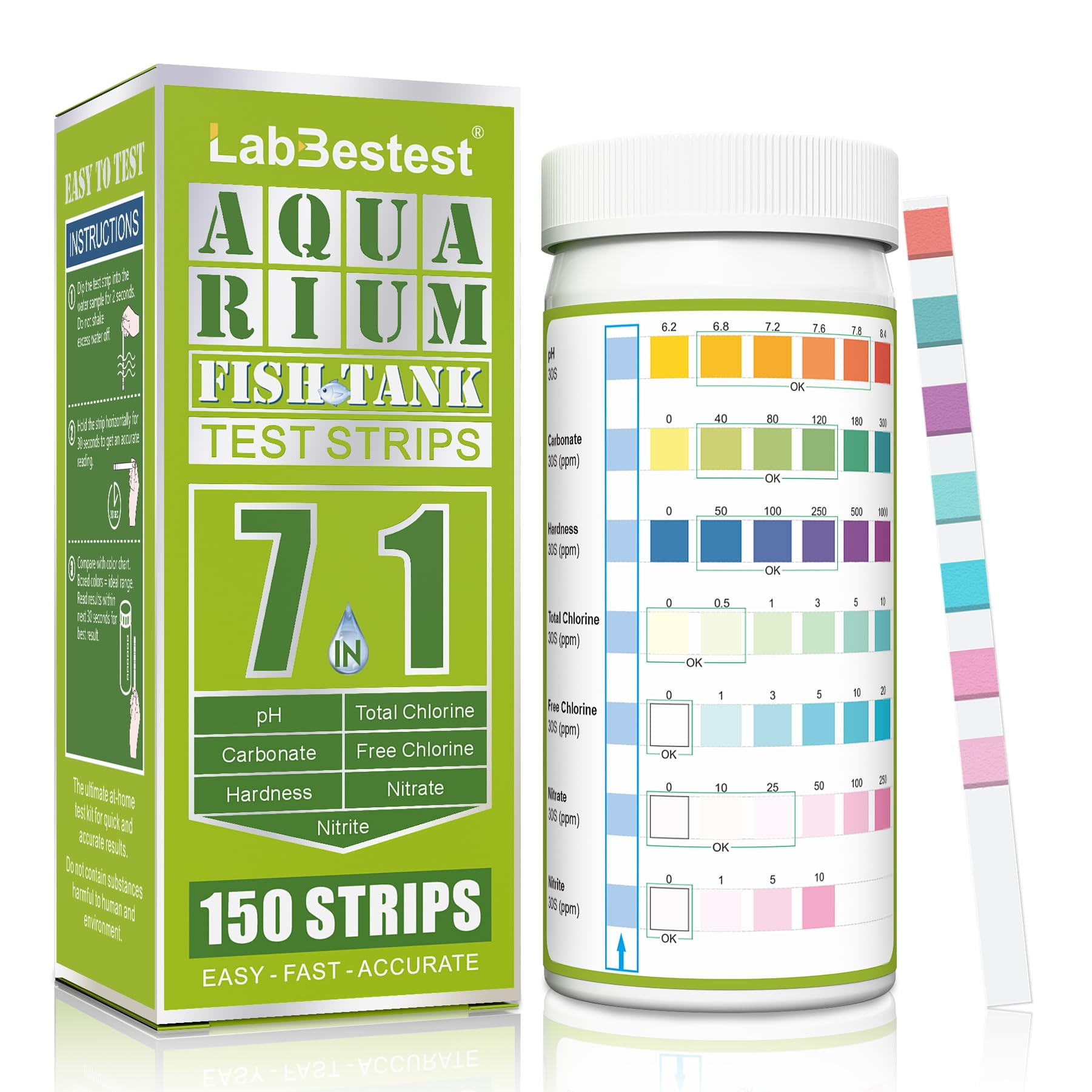 Tiras de prueba LabBestest para acuario 7 en 1 - 150 unidades