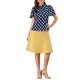 thumbnail image 2 of INSPIRE CHIC Blusa de Mujer para Regreso a Clases con Lunares, Cuello Alto, Pliegues, Abertura en la Espalda, Mangas Cortas Acampanadas XS Azul Marino, 2 of 7