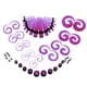 thumbnail image 1 of 54pcs Kit De Calibres Cónicos Y Tapones En Espiral 14G-00G Kit De Estiramiento Púrpura, 1 of 3