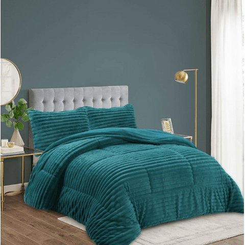 Tecnocasa - Cobertor Texturizado Con Chiporro Lineas 2 Plazas Color Calipso