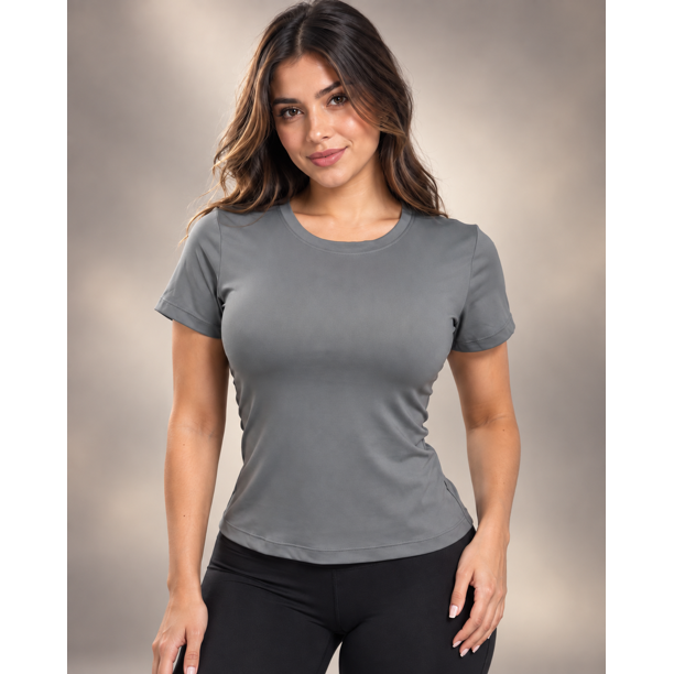 Polera Deportiva Femenina Cuello Redondo Ajustada Transpirable