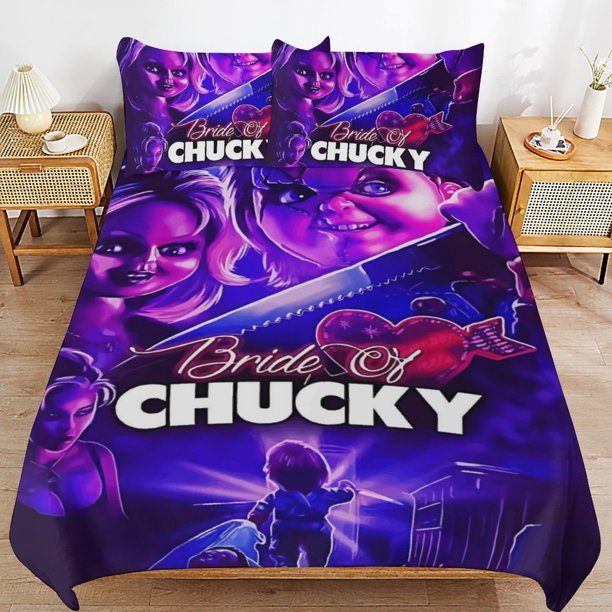 Bride of Chucky Bedding Set Duvet Cover Comfortable and Lightweight Cartoon Bedding 3 Piece Bed Set