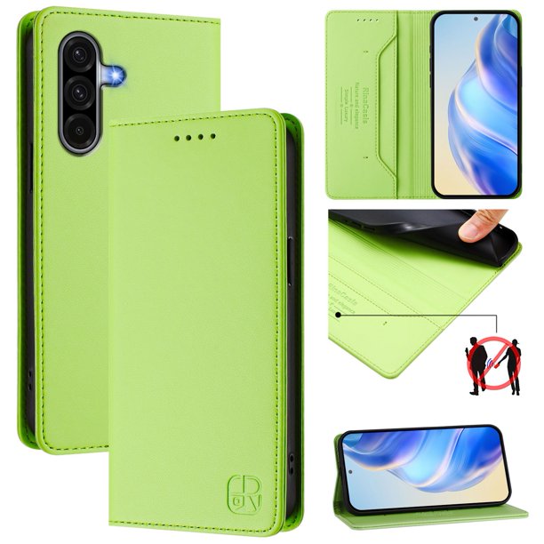 Funda Billetera con Soporte para Samsung Galaxy A26 Bloqueo RFID Plegable Verde claro