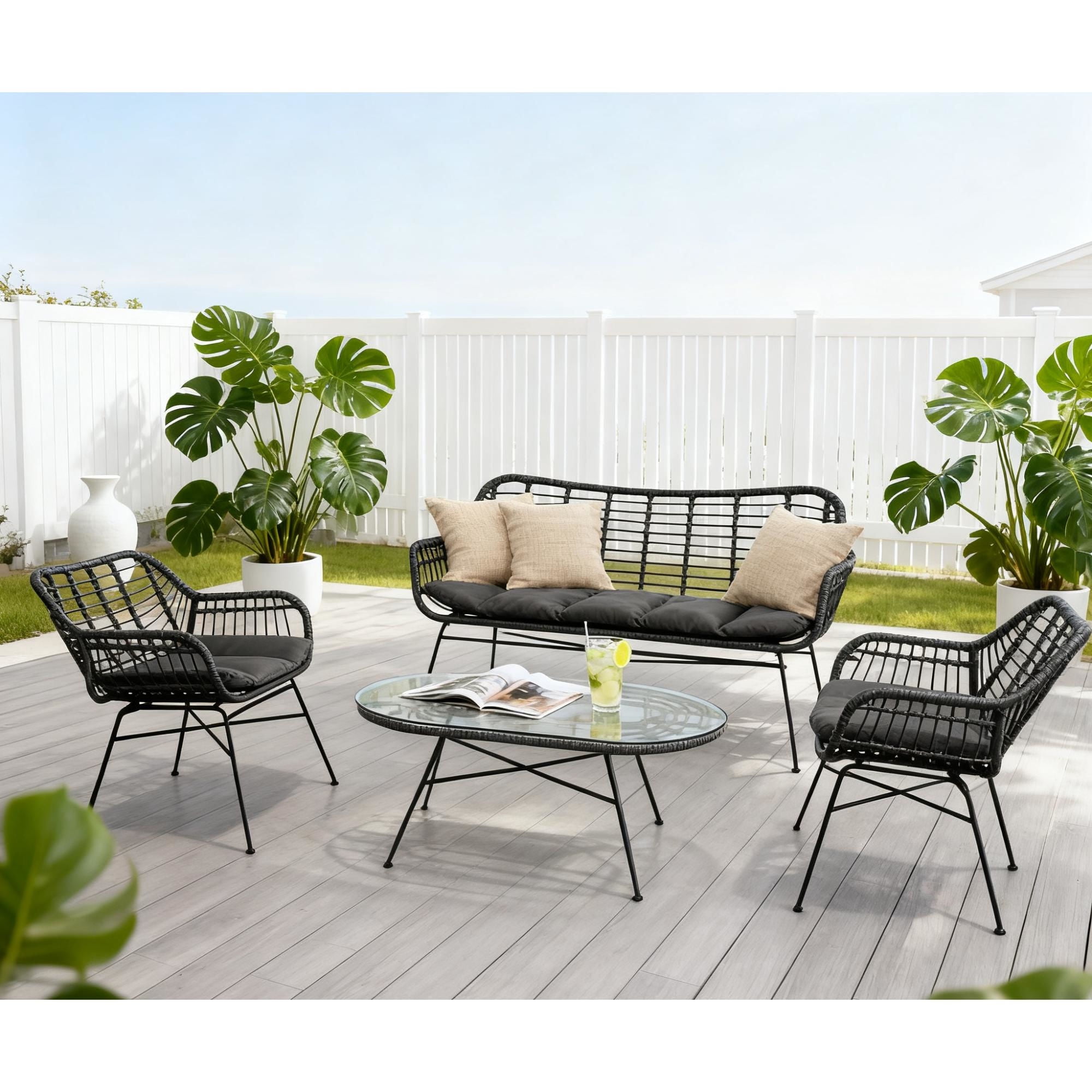 Mainstays - Juego Terraza 4 Piezas Gris