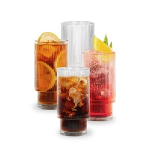 Santú Home & Deco - Set De 4 Vasos De Vidrio Diseño De Líneas 280Ml