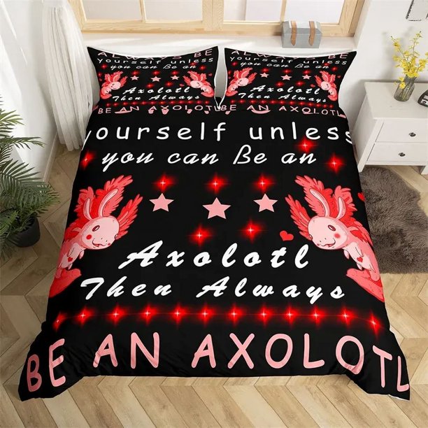 Galaxy Duvet Cover Twin King Cute Axolotl Bedding Set Cartoon Salamander Comfortable Cover Polyester Ocean Sealife Bedspread Cover