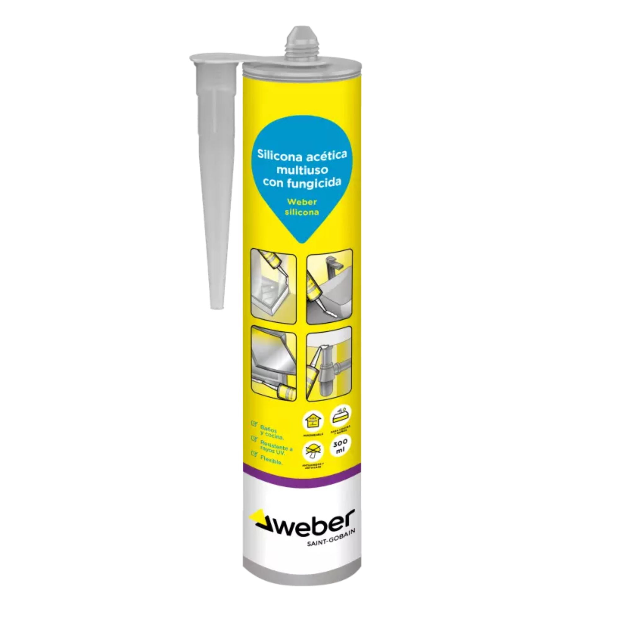 Silicona Acetica Multiusos Transparente 300ml - Weber