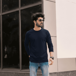 T-World - Polera Algodón Manga Larga Cuello Redondo Uv Antipilling Azul