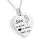 thumbnail image 1 of Impermeable de acero inoxidable Corazón Cremación Recuerdo Urna Collar Hijo, 1 of 5