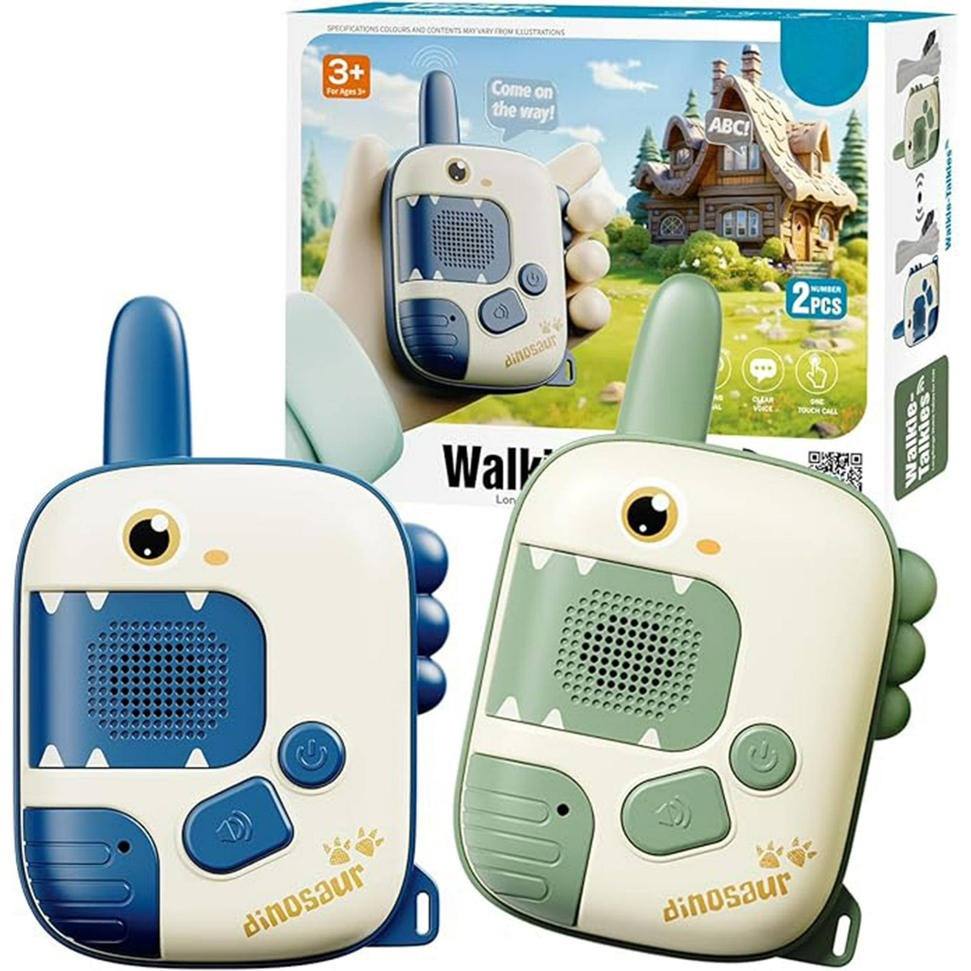 Veatool - Walkie - Talkie Para Niños, 2 Conjuntos Lindos De Walkie - Talkie Para Dinosaurios Con Cuerdas Portátiles, Regalo Perfecto Para Niños Y Niñas De 3 A 12 Años