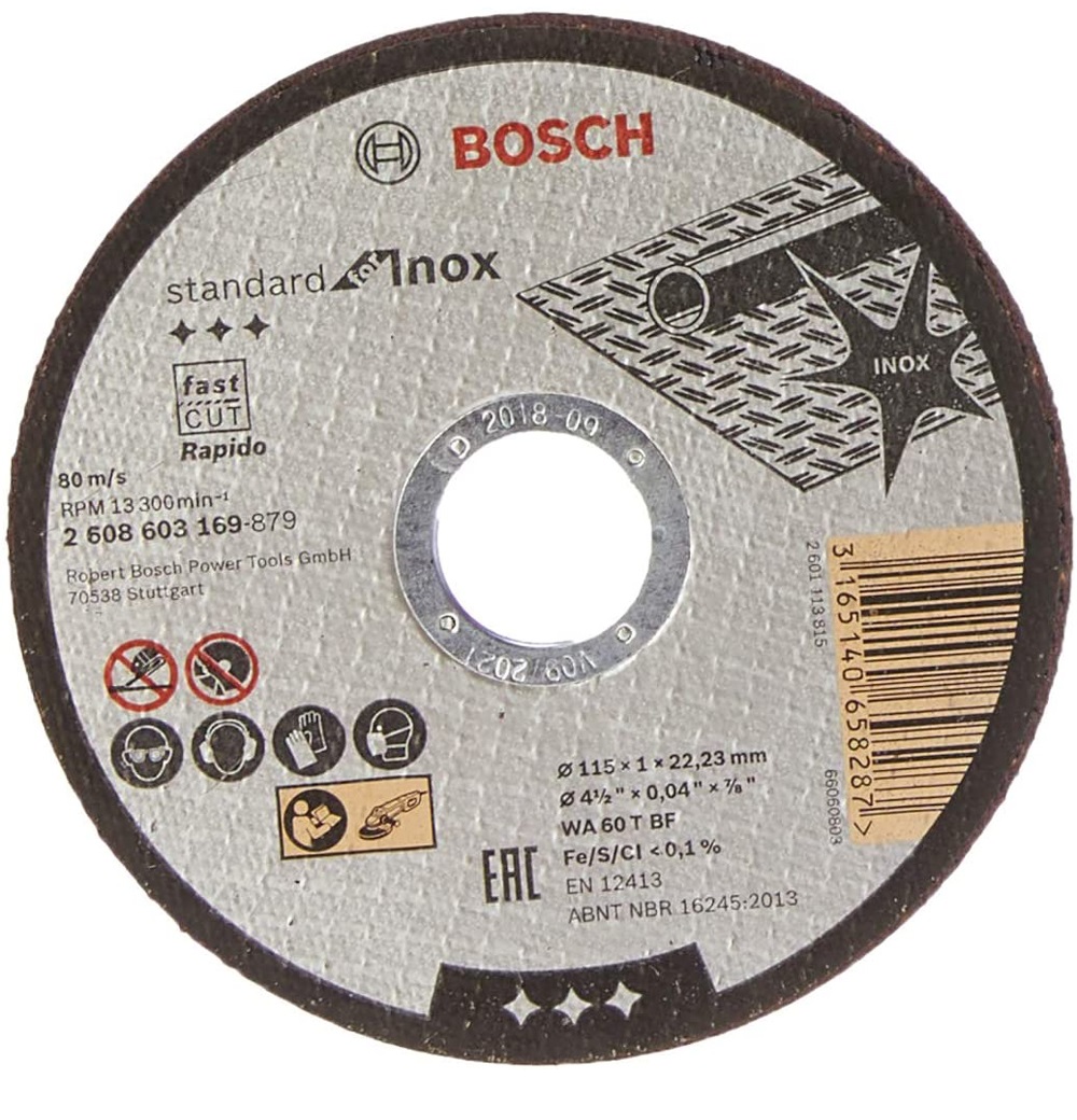 Bosch - Disco 115Mm (1/4 Plg) Corte Recto Acero Inoxidable Inox-Rapido 2608603169