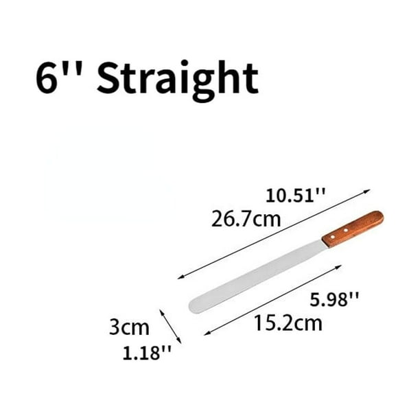 1pc Cake Cream Spatula 6 Inch 8 Inch 10 Inch Wooden Handle Stainless Steel Straight Kiss Curved Kiss Spatula Deformation Scraper Baking Tool