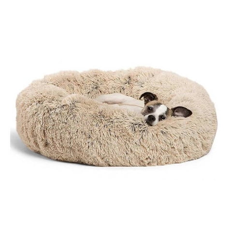 Genérico - Cama Antiestres Felpa Para Mascotas Perros Gatos Beige