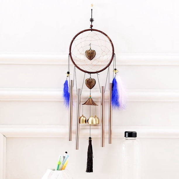 Copper Love Feather Colorful Dream Catcher Birthday Gift Handmade Wind Chime Pendant Metal Puff Dream Net Home Decoration