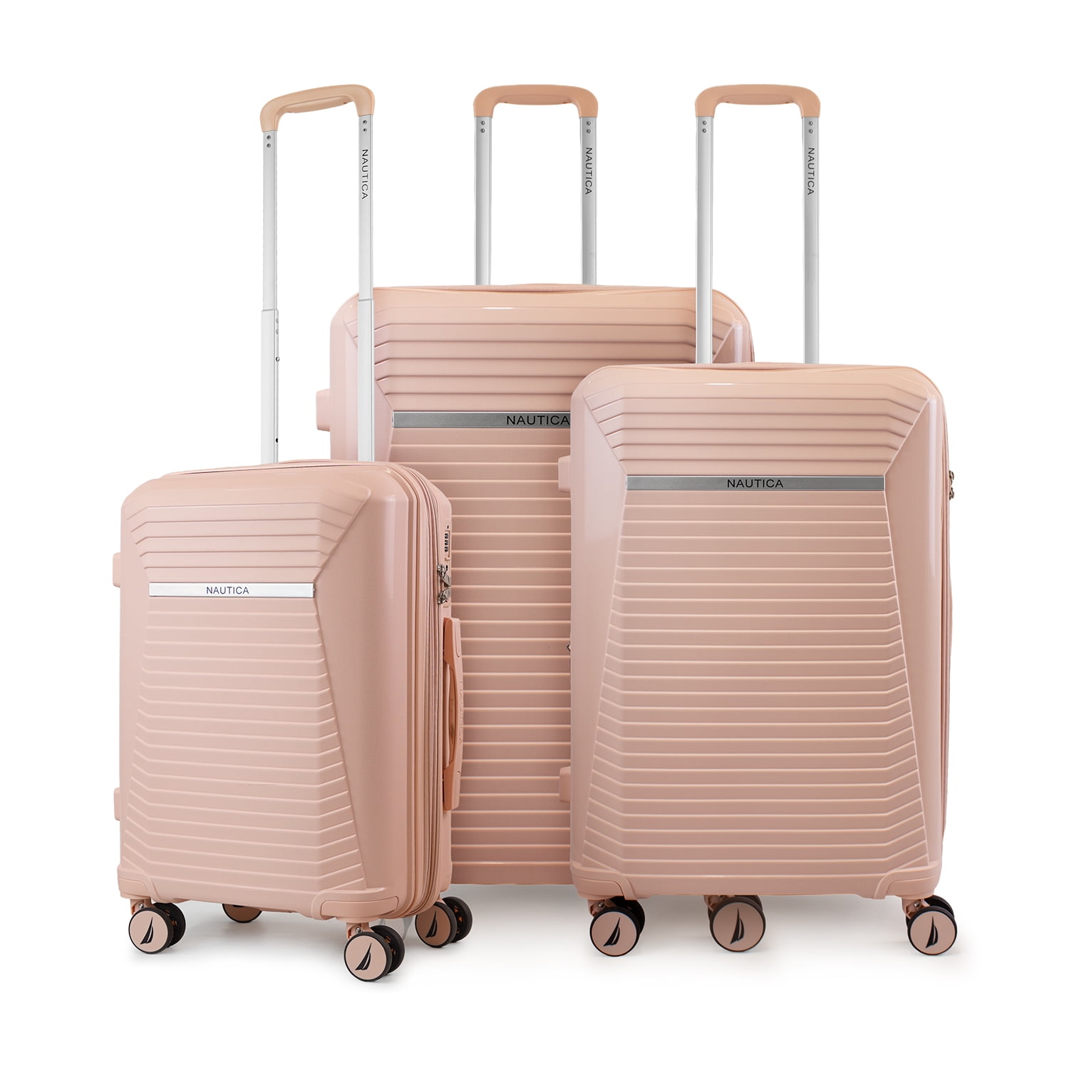 Set 3 Maletas Nautica Niza S+m+l Cabina 10kg Mediana 20kg Y Grande 23kg Rosa