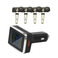 Magideal - Sistema De Control De De Neumáticos De Coche W/ 4X Sensores Externos Pantalla Lcd 0- Pantalla De Voltaje De Batería De Precisión - Construido En