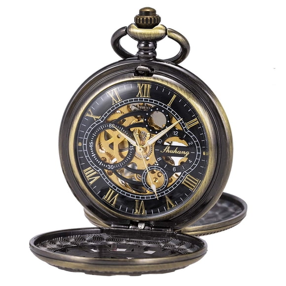 Reloj de bolsillo SIBOSUN Skeleton Mechanical Bronze para hombre