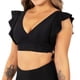 thumbnail image 2 of Top traje de baño Vuelos hombros escote V Negro XS, 2 of 3