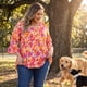 thumbnail image 2 of Agnes Orinda Blusas Peplum Babydoll con Volantes de Manga 3/4 y Cuello en V Floral para Mujer Talla Grande 4X Naranja, 2 of 7