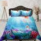 thumbnail image 1 of Bajo el mar medusas ropa de cama funda nórdica azul, rubor océano animal marino, 1 of 3