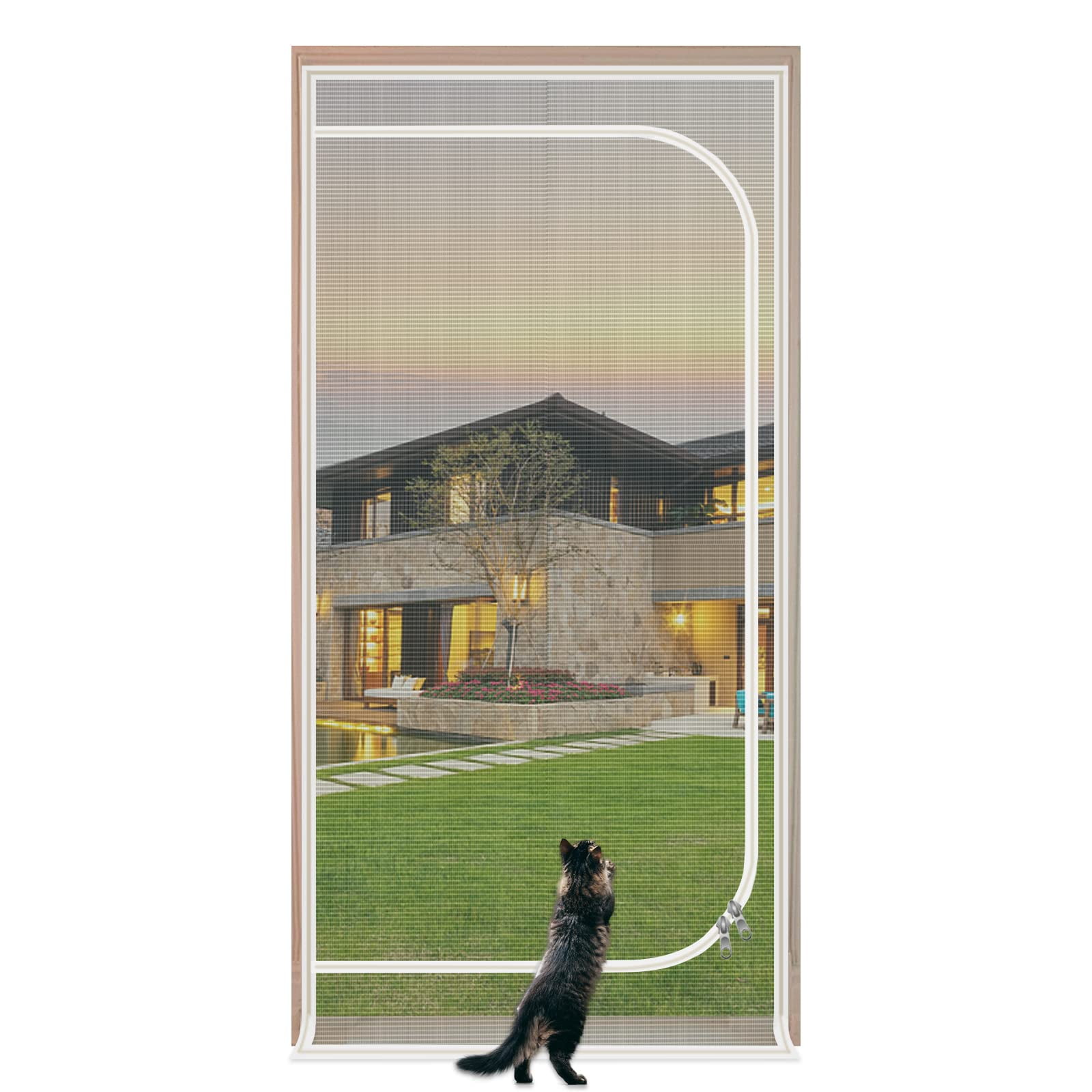 Puerta Con Mosquitera De Seguridad Para Mascotas Reforzada Qwr, Se Adapta A Puertas De 81 X 203 Cm