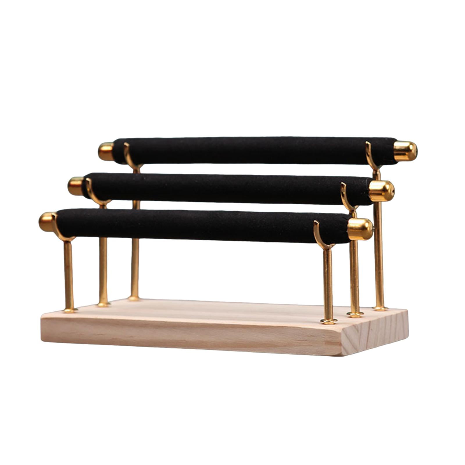 Magideal - Organizador De Anillos Soporte De Exhibición De Anillos, Base De Madera, Estante De Almacenamiento De Anillos, Soporte De Exhibición De Anillos Para T Negro 3 Capas