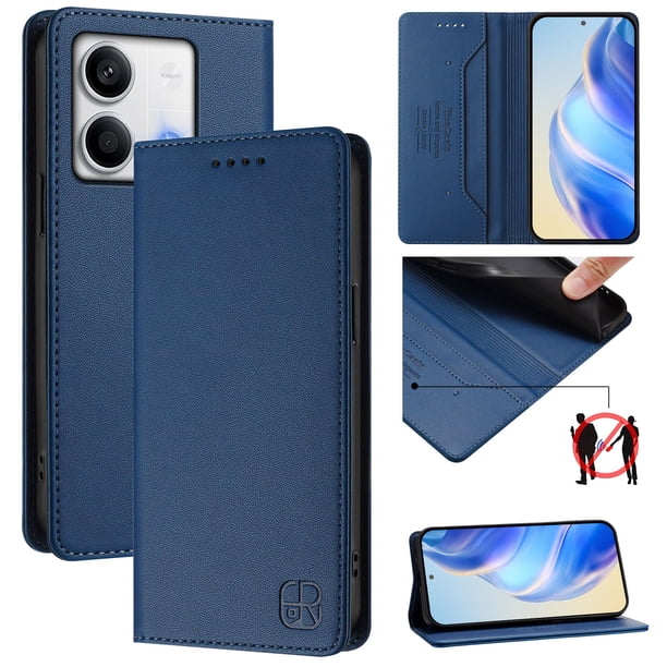 Funda Billetera con Soporte para Xiaomi Redmi Note 13 5G Bloqueo RFID Plegable Azul