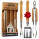 thumbnail image 1 of Set de utensilios para barbacoa BBQ-Aid de 3 piezas, acero inoxidable con mango de madera, 1 of 9