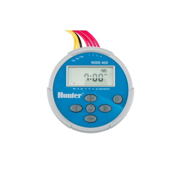 Temporizador de riego Hunter NODE-400 a batería, 4 zonas, impermeable