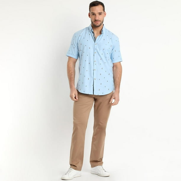 Camisa Oxford Estampada Calipso celeste XL