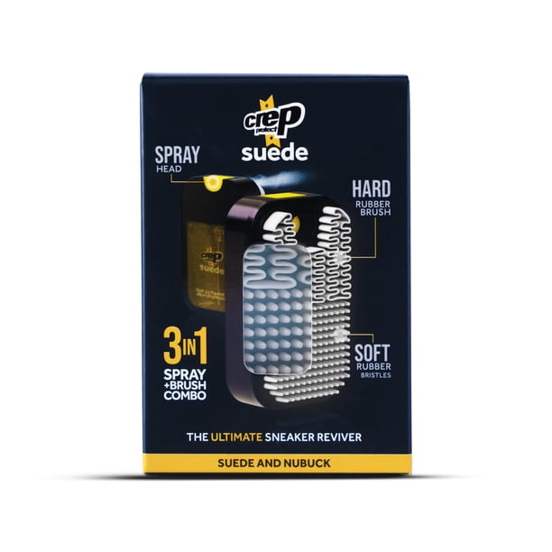Crep Protect Suede Reviver - Limpiador, acondicionador y cepillo para gamuza y nobuk - Restaura la vitalidad y textura - Spray nutritivo para calzado desgastado